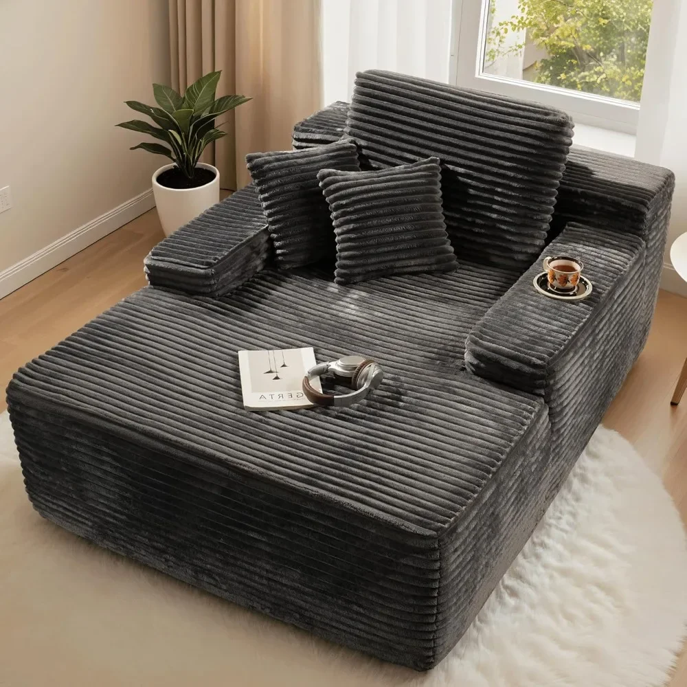 

67'' Chaise Lounge Chair Indoor, Upholstered Sofa Bed, Sleeper Couch Reading Chairs Fluffy Plush Faux Fur Cloud Sofas Couches