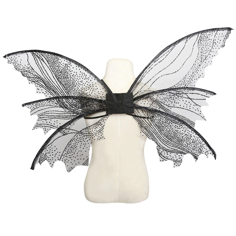 Cape d'ailes de papillon pour filles, déguisement d'elfe de Rotterdam, cosplay de fête d'Halloween, accessoires de scène Rave, enfants