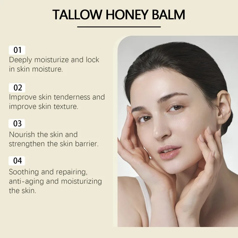 WoodSleep Whipped Beef Tallow and Honey Balm Organic Face Moisturizer Cream Fast Absorption Grass Fed Grass Finished Body Lotion