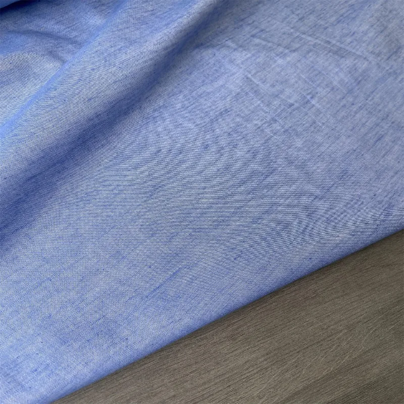 

1M Blue and White Woven Linen Cotton Imported Spring and Summer Refreshing Breathable Fabric Designer Shirt Skirt Pants Fabric