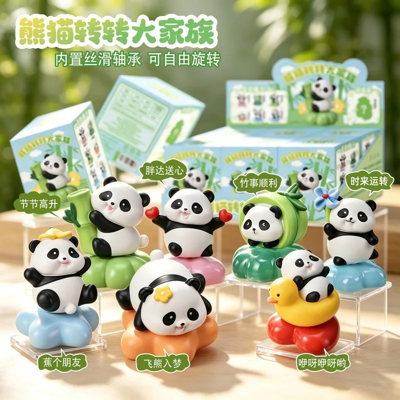 

Blind Box Rotatable Panda Figurine Trendy Collectible Resin Desktop Ornament Creative Art Gift For Home Office Decor Adult home
