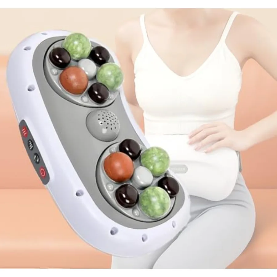

Tummy Kneading Instrument Electric Abdominal Massager with 12 Bianstones Massage Heads 45°C Belly Hot Compress Automatic 10min