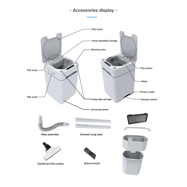 Promotional white vacuum trashn, automatic trash  odorless