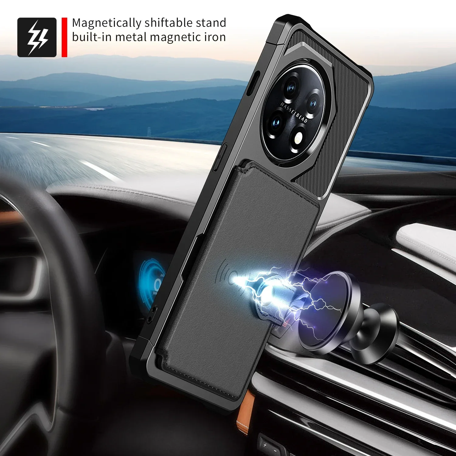 Retro Business Card Slot Wallet Leather Cases For OnePlus 11 Heavy Duty Shockproof Holder Stand Soft Silicone Armor Cover