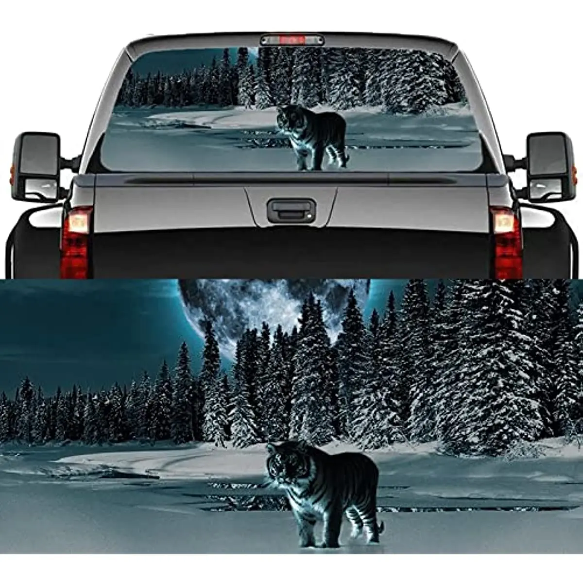 

Car Rear Window Sticker, Rear Window Sticker Tiger Graphic Decal Perforated See Through Universal for Pickup Trucks SUV,66x29 in