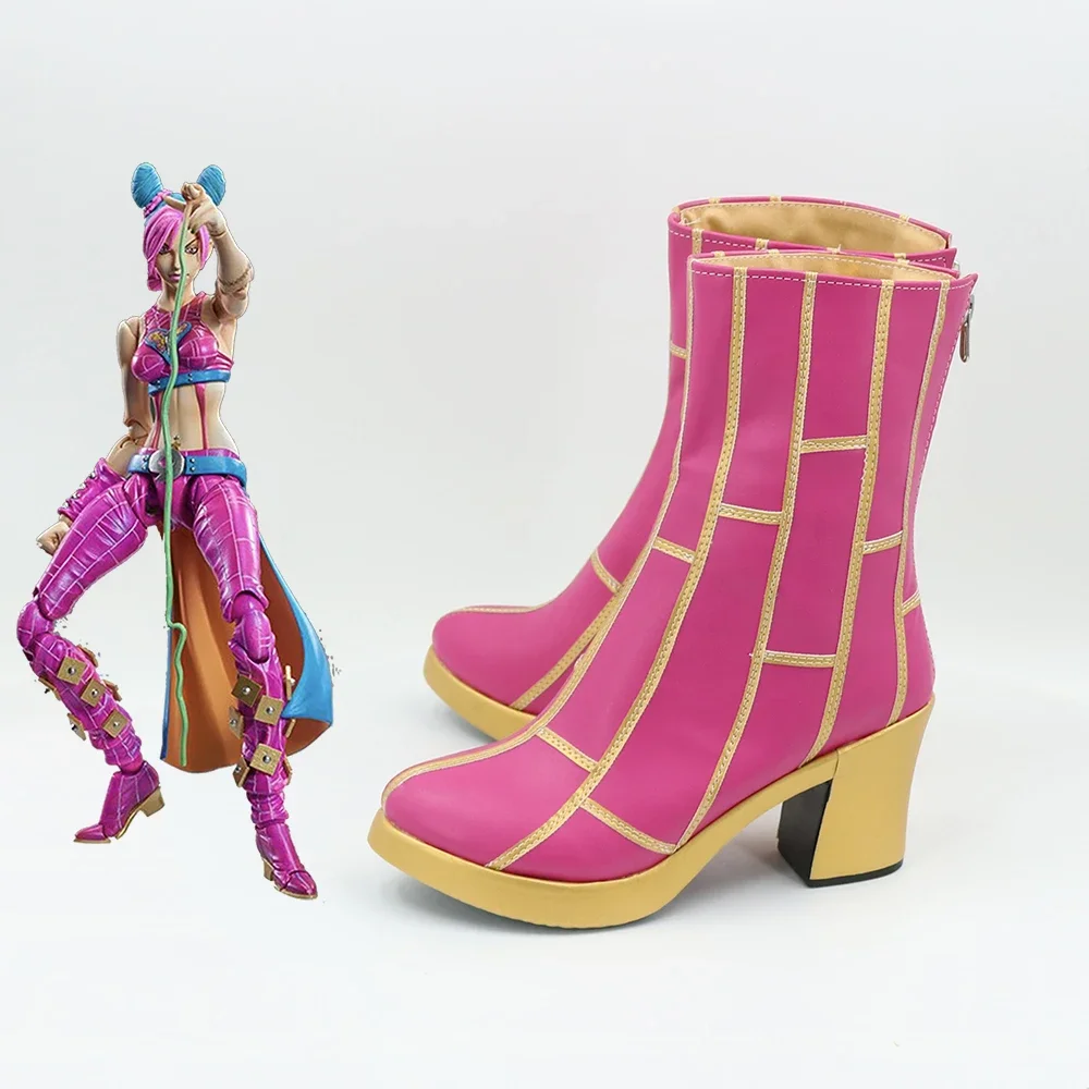 Cujoh Jolyne Cosplay Shoes Anime JoJo's Bizarre Adventure Cosplay Boot Cosplay Prop Halloween PU Leather Shoes Custom Made