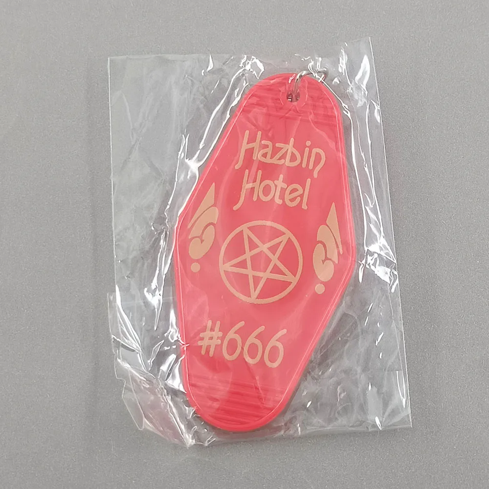 Hhazbin Motel Schlüsselanhänger, Hell Pentagram Motel Schlüsselanhänger 666 Lucifer Acryl Schlüsselring, Fandom Rucksack Auto Anhänger, Geschenk für Fans – Detail 9