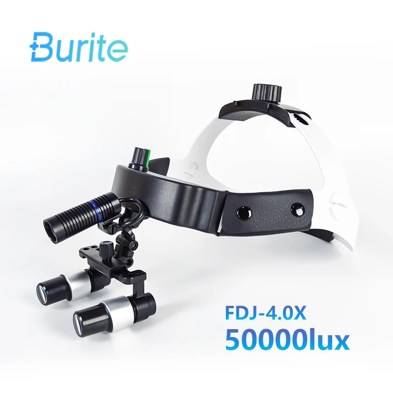 4.0X Dental Surgical LED Headlight Headband Binocular Loupes Brightness Spot Ajustable Headlamp