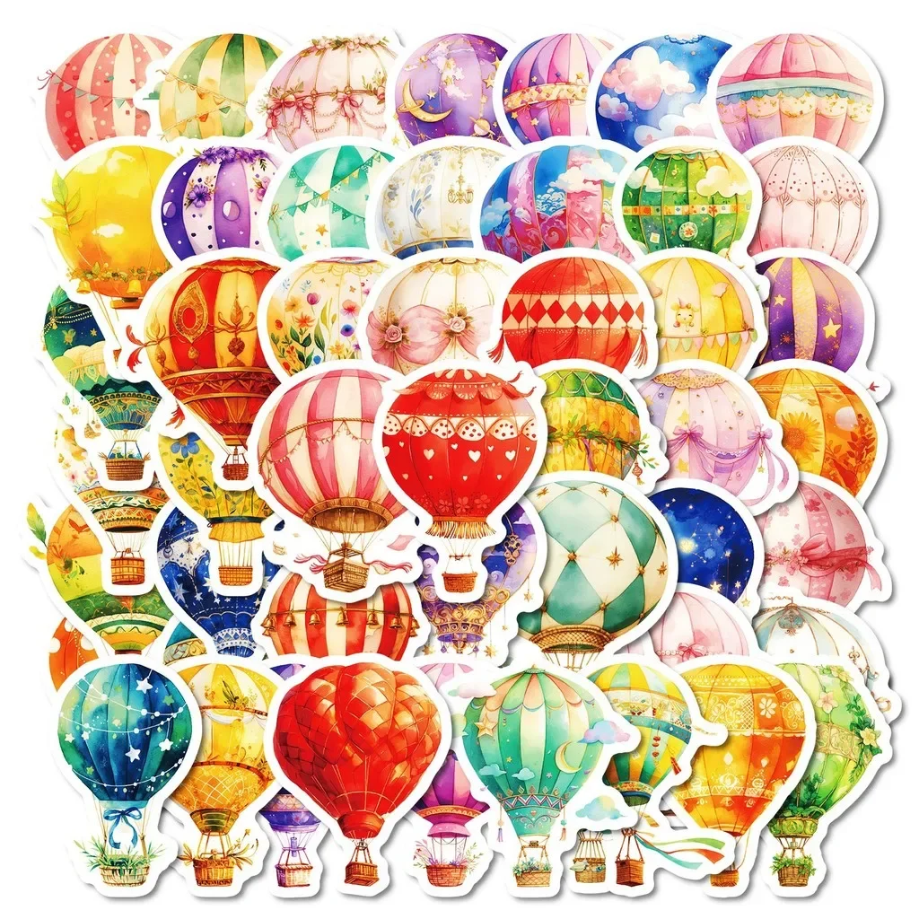 50Pcs Assorted Hot Air Balloon Doodle Stickers, Waterproof Decals for Tumbler, Journal & Laptop DIY Decor Giajar Sticker Store