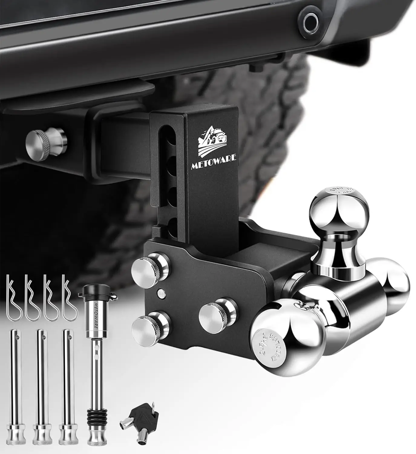 Trailer Towing, Metal Material, No Color Mentioned, Adjustable Drop/Rise and Anti - Theft Lock
