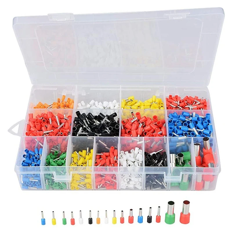 2120Pcs Insulated Cord Pin End Terminals Tin-Plated Copper Crimp Connector Ferrules Kit