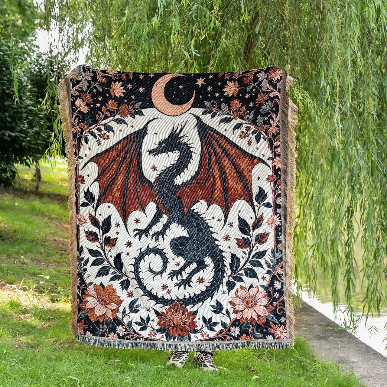 1pc Vintage Dragon Sofa Thread Blanket 130x160cm Home Decor Hanging Tapestry 80x100cm Camping Blankets
