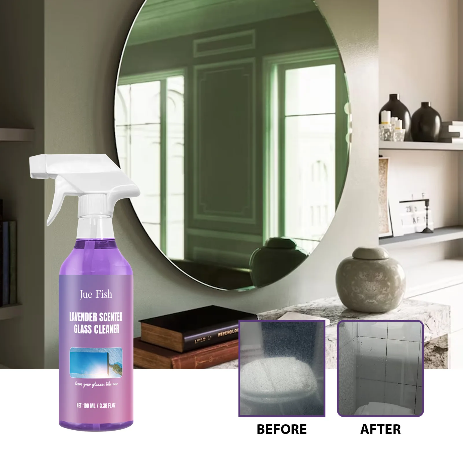 Bathroom Glass Cleaner Liquid Shower Door Hard Water Removal Car Window Degreaser Agent Mirror Brightening Glass Descaling Spray