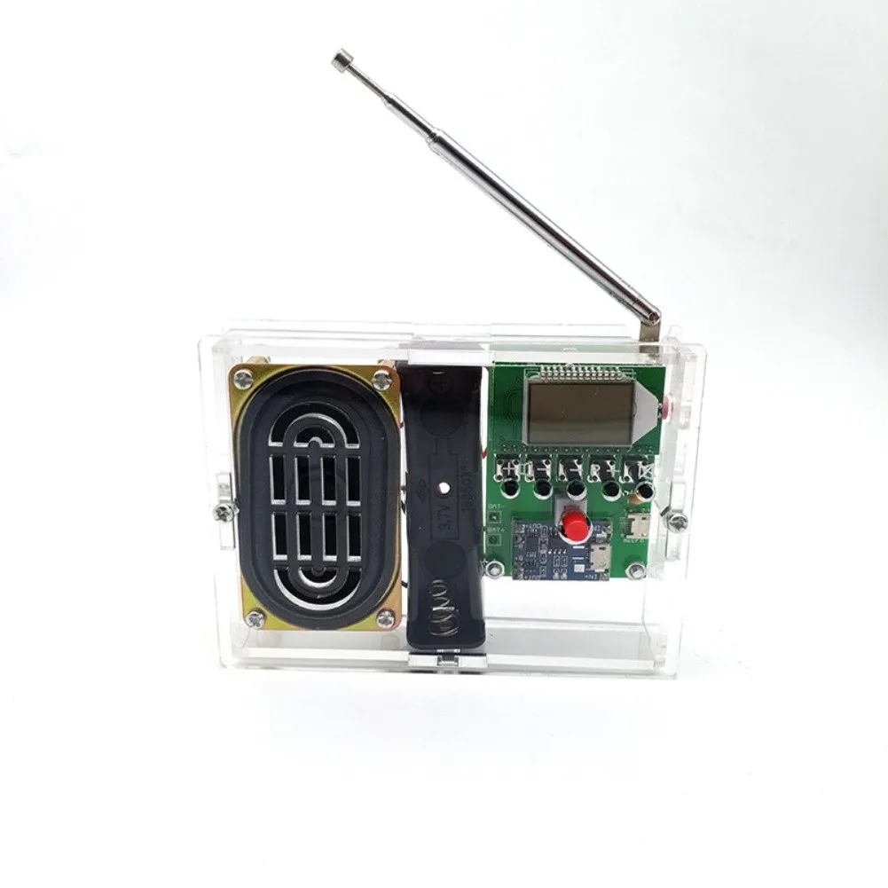 For FM Radio Electronics Kit for Students LCD Display PLL Technology Auto Frequency Search Rechargeable Battery