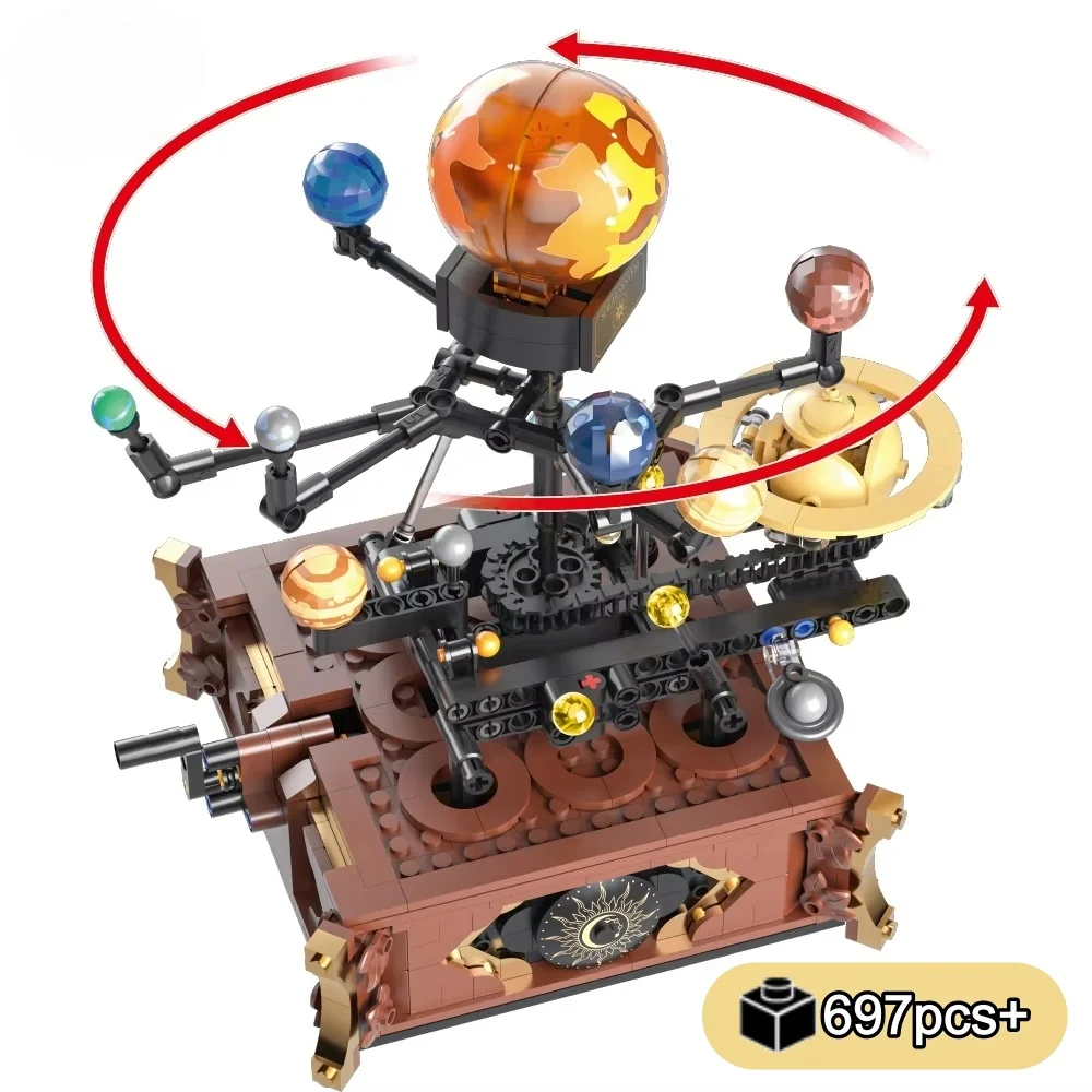 Mini Bloques de Construcción Modelo del Sistema Solar Juguetes STEM Sol y Planetas Giratorios Proyector de Planetario DIY Aprendizaje de Ciencias para Niños