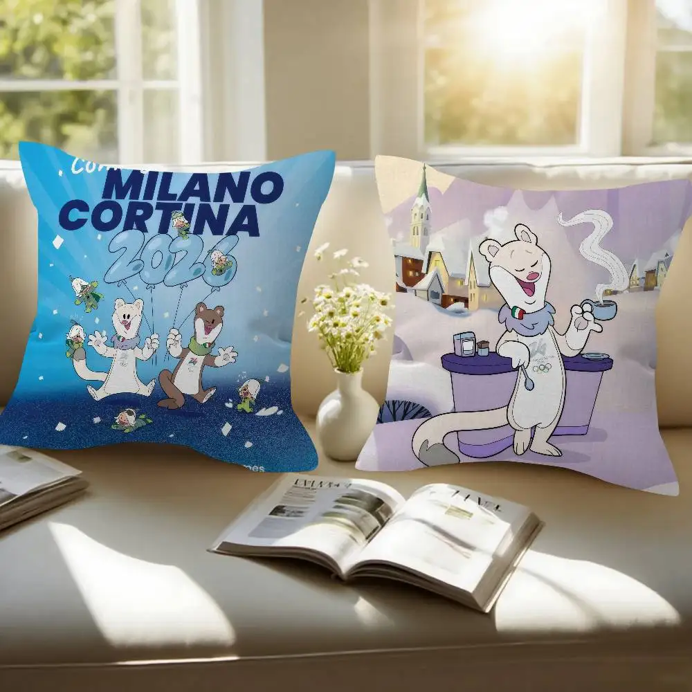 Office Cushion Pillowcase Car Cushion Cover45X45CM Lumbar Pillowcase Sofa Pillowcover Mascot T-Tina cute And M-Milo
