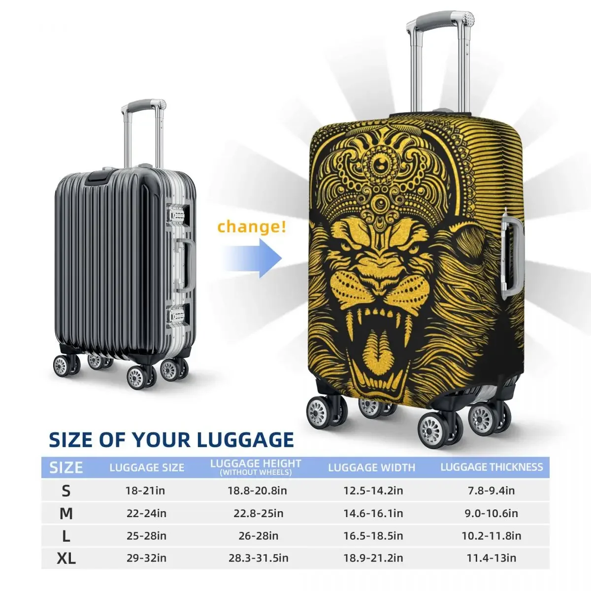 Narasimha In Gold Print Luggage Protective Dust Covers Elastic Waterproof 18-32inch Suitcase Cover Travel Accessories