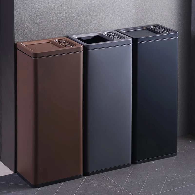 Stainless steel smoke extinguishing trash can, hotel lobby corridor elevator entrance, vertical large-capacity