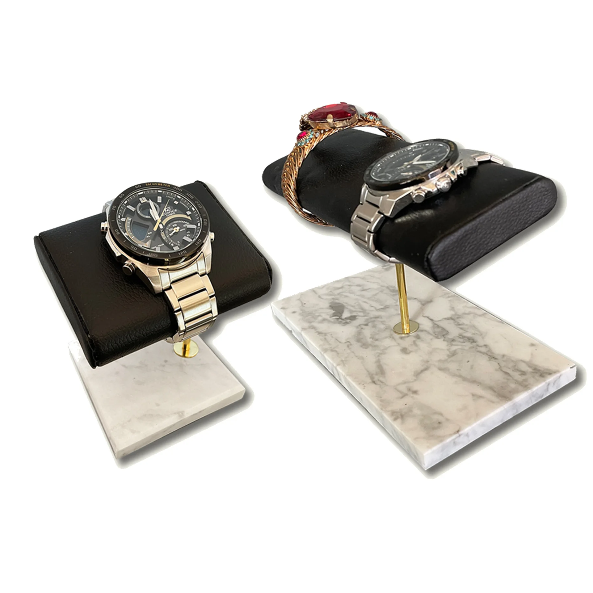 

Spot Supply Marble Watch Display Rack Black PU Leather Watch Holder Watch Storage Props Display Stand