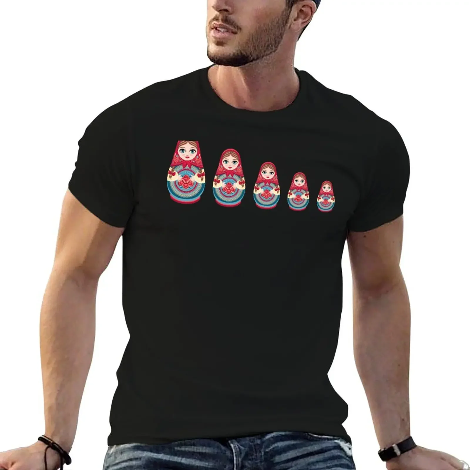 babushka matryoshka russian stacking nesting dolls T-Shirt quick drying custom t shirt anime graphic t shirts men tshirt