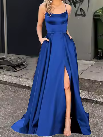 New For Women Elegant Dress Summer Fashion Party Night Formal Long Evening Spaghetti Straps Dress Elegant Wedding Vestidos