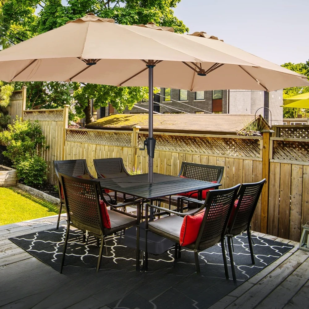 

13FT Outdoor Patio Umbrella with Base Included, Double Sided Pool Umbrellas with Fade Resistant Canopy