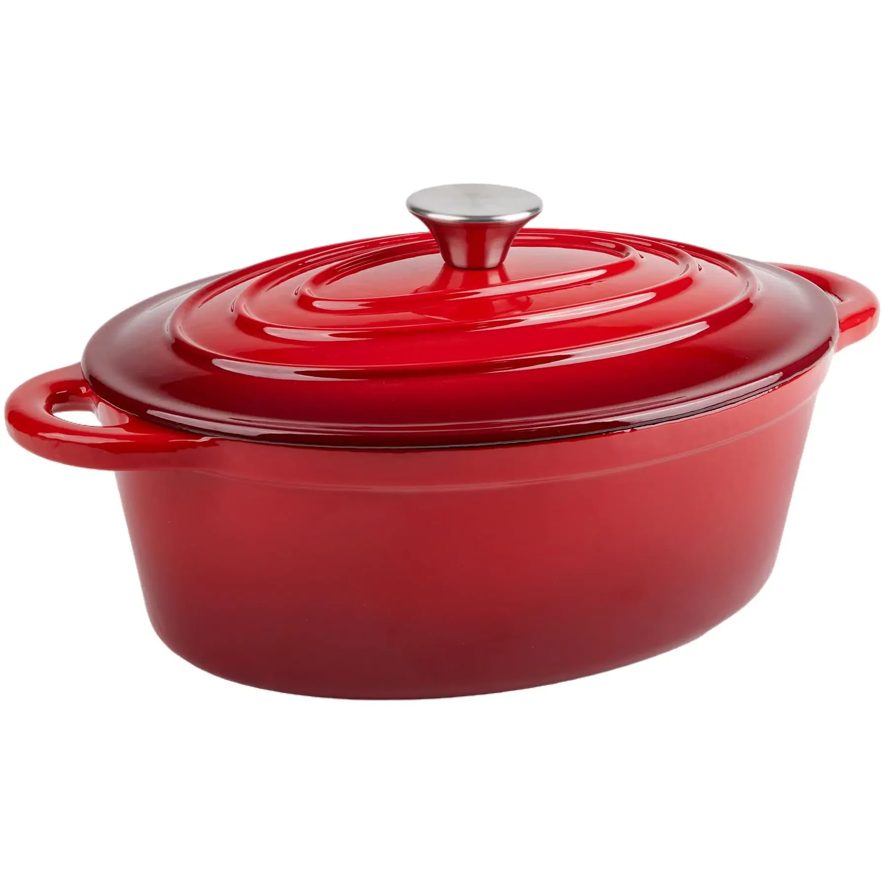 33cm emaillierter ovaler Schmortopf aus Gusseisen zum Braten, Grillen, Brotbacken, 4L Topf, Küchenutensil, Gusseisen-Kasserolle