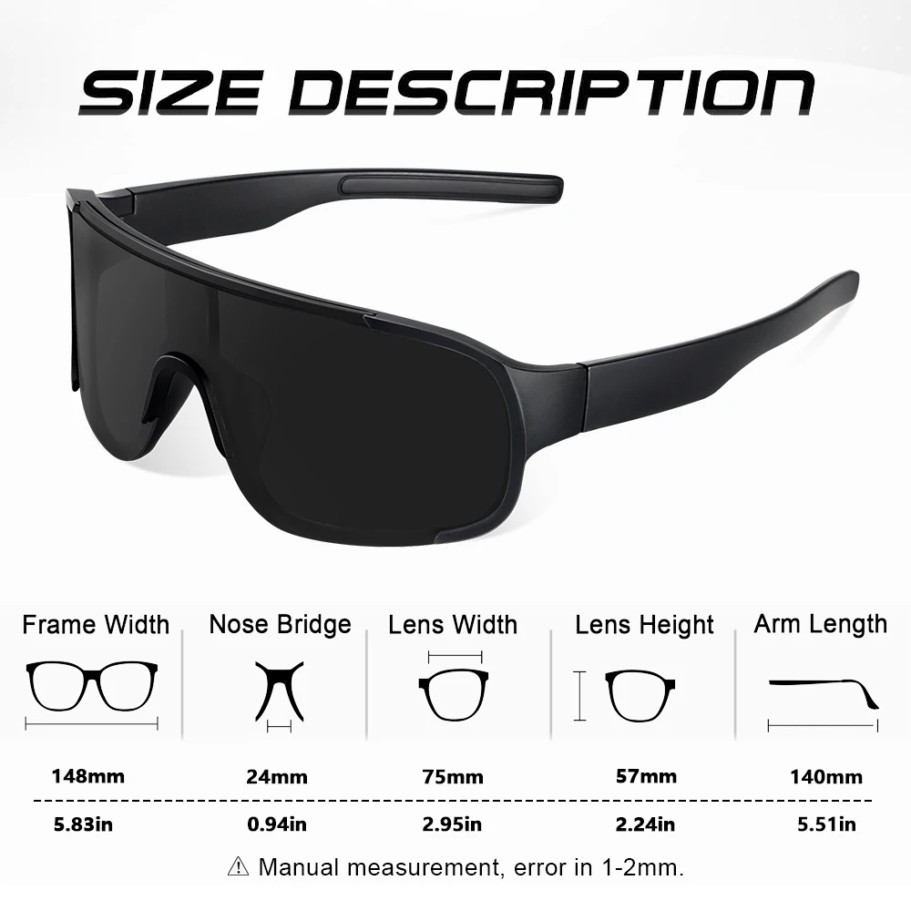 CRIXALIS 3PCS Outdoor Sport Sonnenbrillen für Männer Frauen Übergroße Spiegel Radfahren Sonnenbrille Brille Weibliche Skifahren Shades UV400 – Detail 4