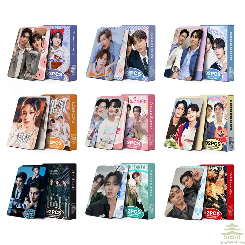 

Набор из 92 голографических фотокарточек Thai Star Drama CP Laser Lomo Card - AouBoom BounPrem AuauSave с бонусными стикерами