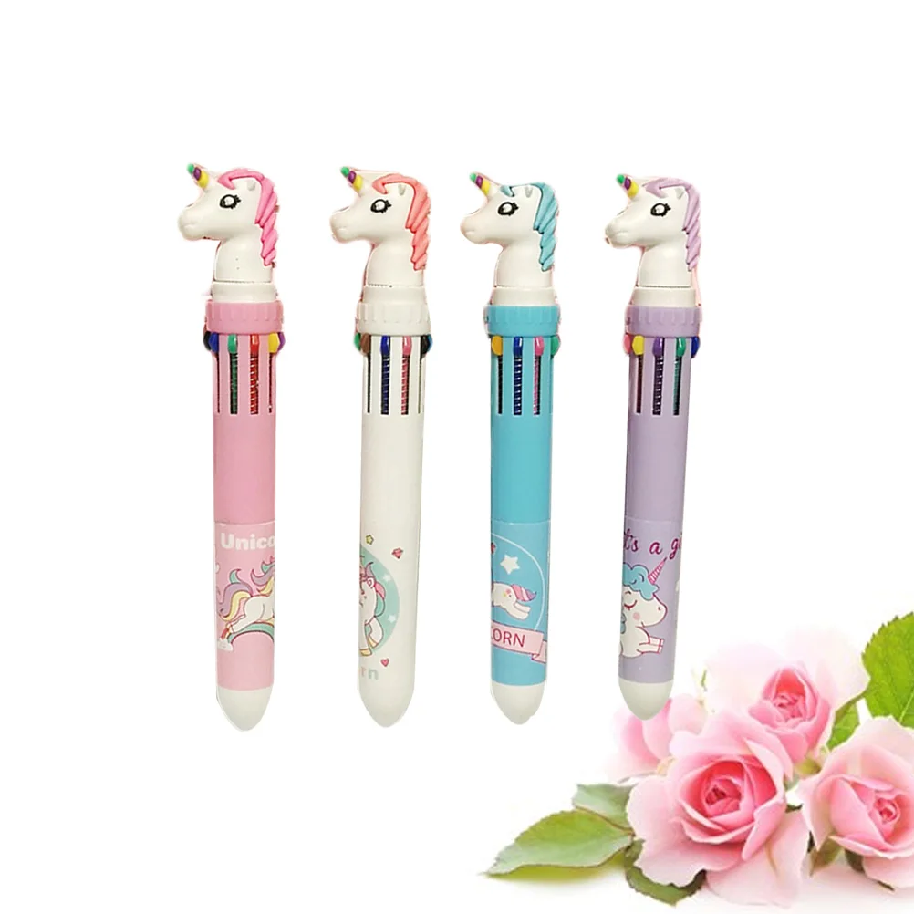 

4pcs Multicolor Retractable Roller Ballpoint Smooth Writing Stationery For School Office Home Kids Gift (Purple Blue White Pink)