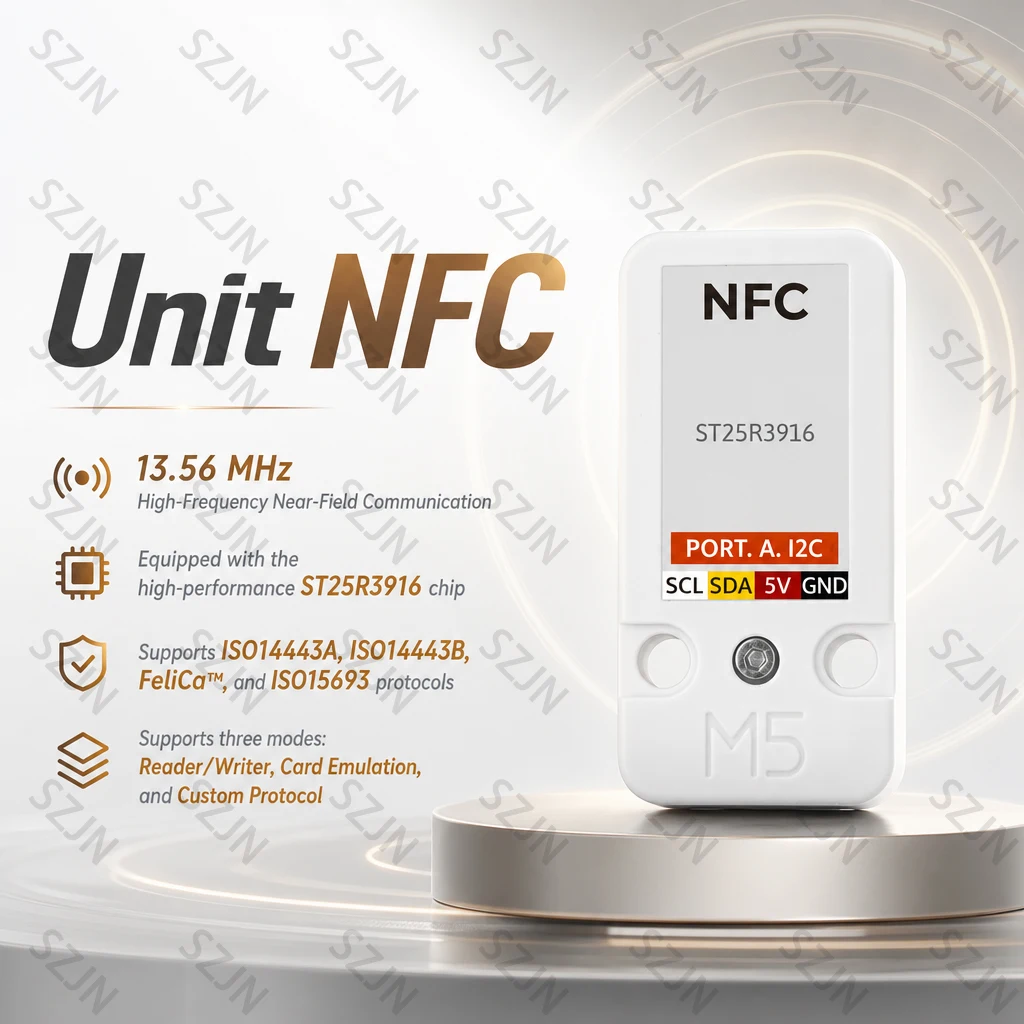 M5Stack Unit NFC ST25R3916 13.56MHz NFC Read Write Unit I2C NFC Module for Access Control and Identity Authentication