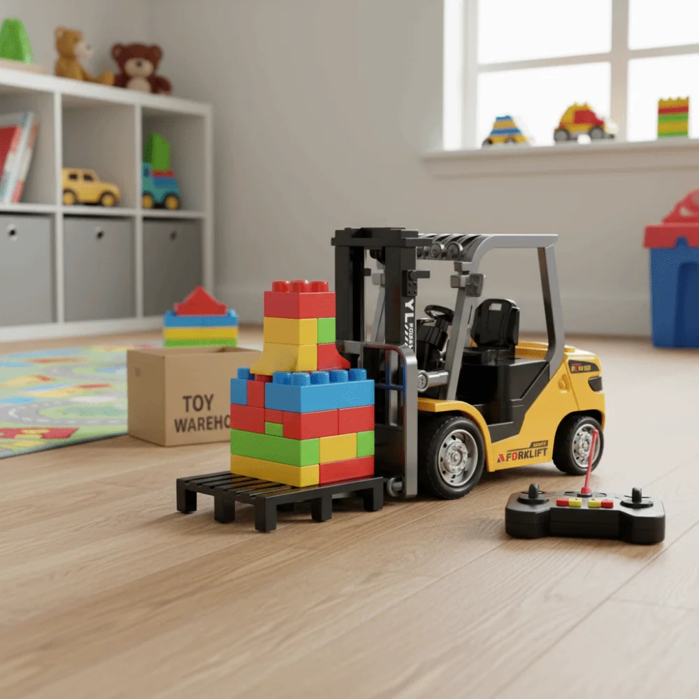

Full Proportion Remote Control Forklift 2.4g Remote Lighting Effects Alloy Forklift Variable Speed Alloy Material Rc Forklift