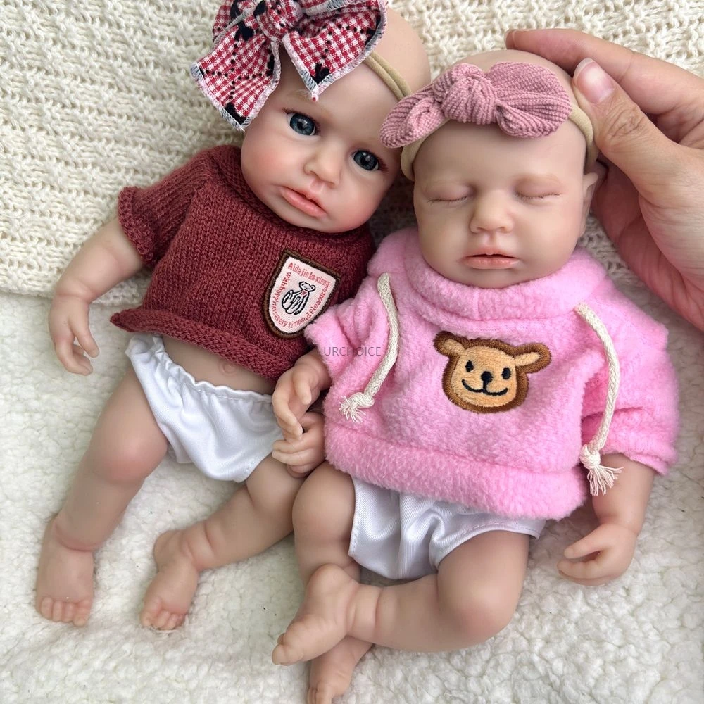 

Mini 12 Inch Open Mouth Loulou Full Solid Silicone Reborn Baby Girl Washable Body Adorable Silicone Doll Birthday Christmas Gift