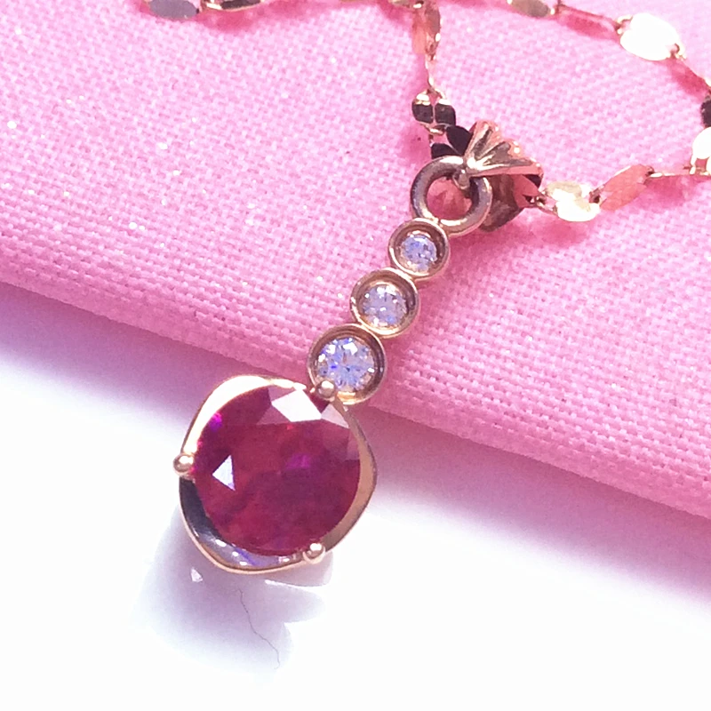 

Purple Gold Ruby Flower Pendant Exquisite 4K Rose Gold Faionable Women's Jewelry Ele Dangle Charm