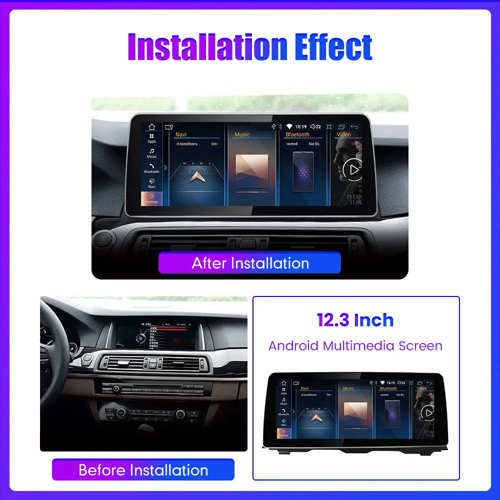 For BMW 5 Series F10 F11 2011-2012 NBT CIC System 12.3 Inch Android Car Radio GPS Navigation Multimedia Player Stereo Carplay