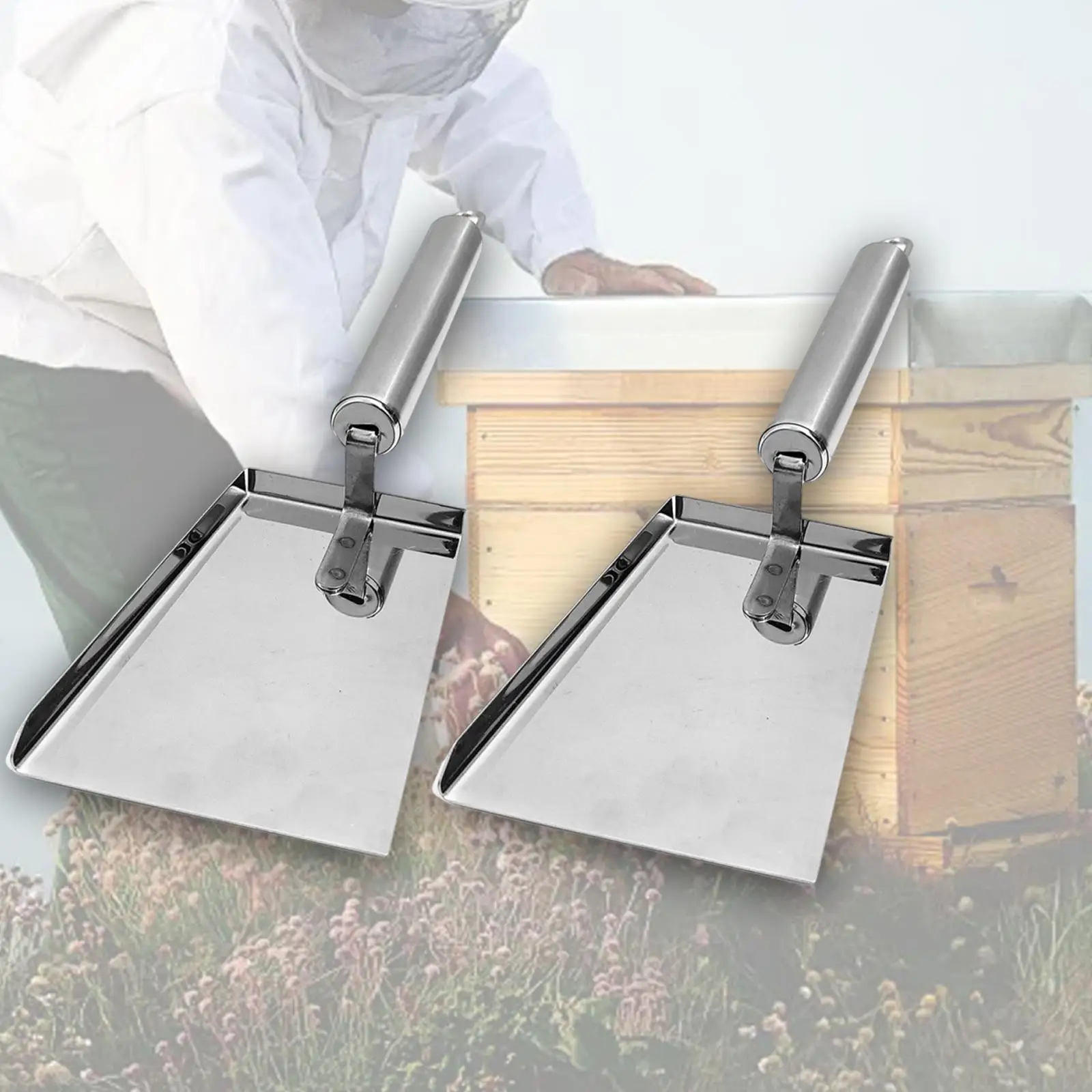 2x Beekeeping Hive Tool Cleaner Shovel Sturdy 19.8cmx7.8cm Cutting Honey Shovel Rustproof Equipment Metal Handle Honey Scraper