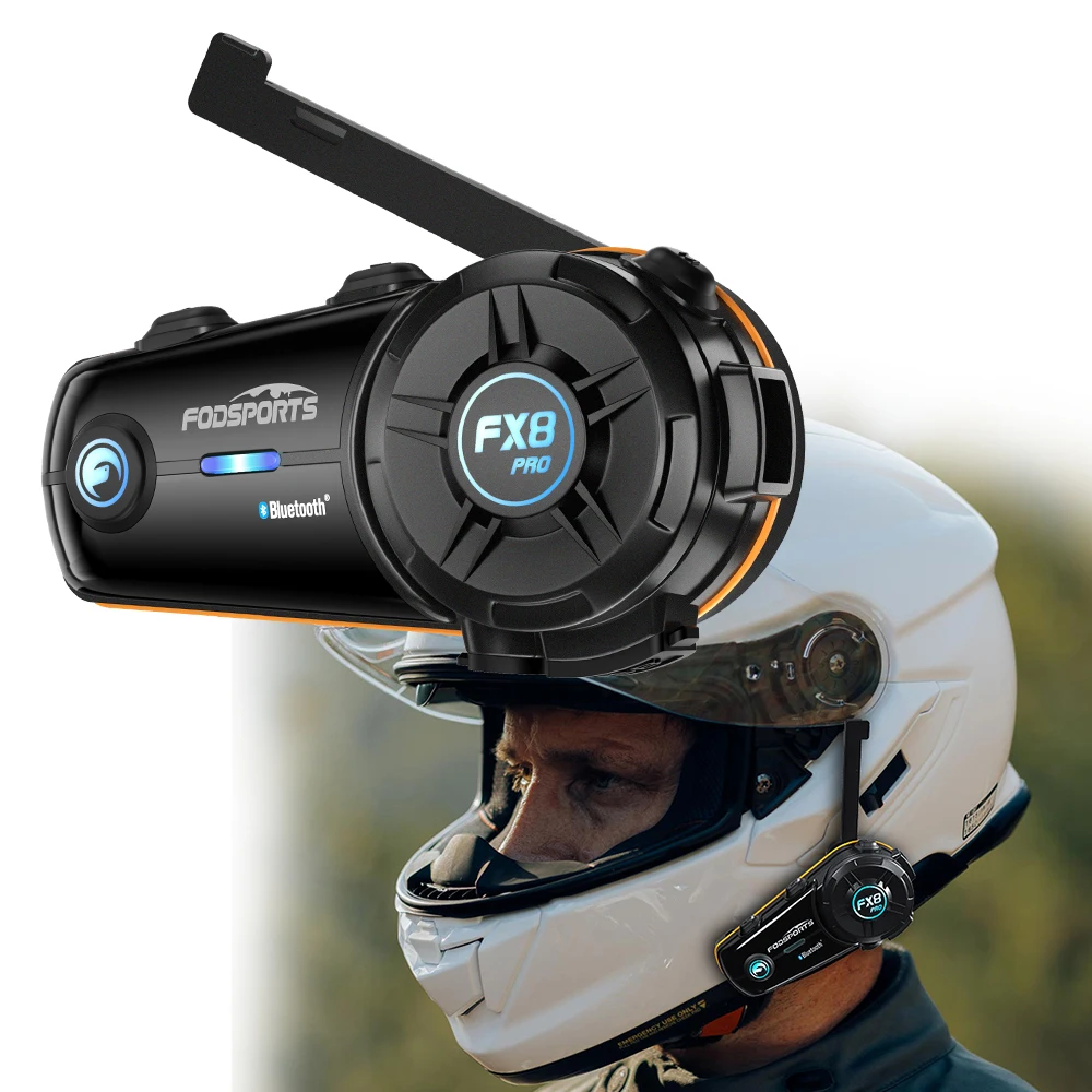 Novo fodsports fx8 pro 10 pilotos acessórios da motocicleta capacete bluetooth intercom 2000m fone de ouvido bluetooth capacete da motocicleta