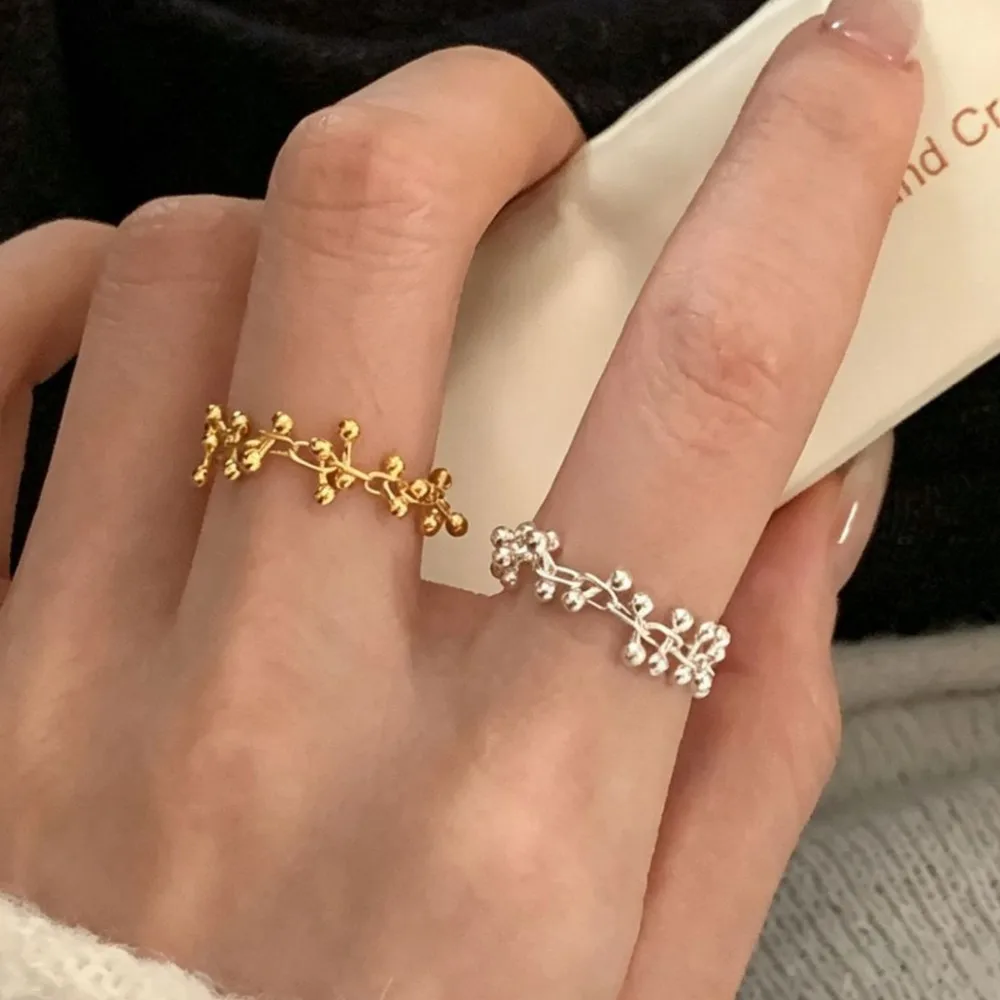 PANJBJ 925 Sterling Silver Bead Pull Out Ring For Women Geometry Texture Personality Minimalist Adjustable Jewelry Gift Dropship