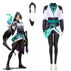 Game Valorant Sage Cosplay Costume Wig Halloween Carnival Outfit Adult Women Fancy Party Suit Custom Size