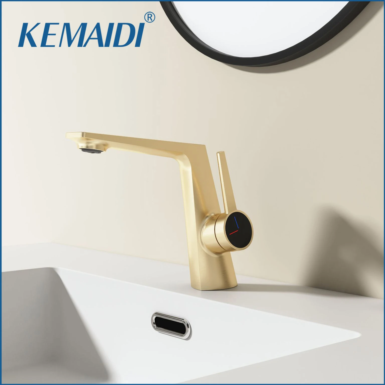 

KEMAIDI матовый золотой смеситель для раковины в ванной комнате, смеситель для раковины с одной ручкой, смеситель для умывальника, крепление на палубе, смесители для горячей и холодной воды