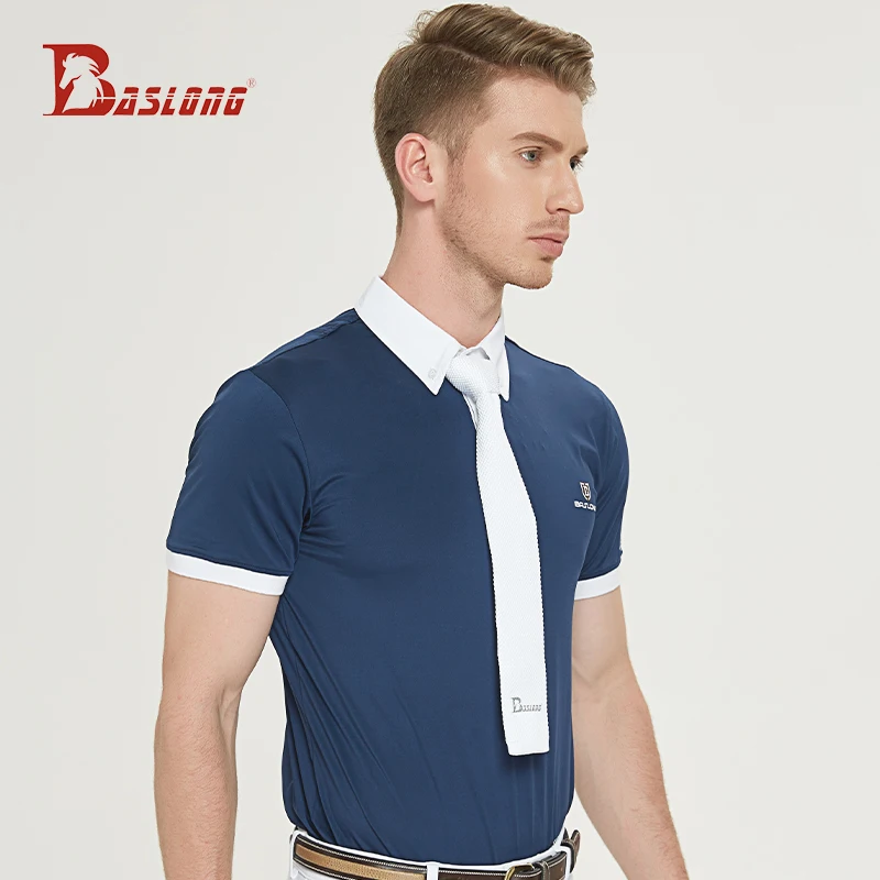 Baslong 승마 티셔츠 폴로 셔츠 전문 승마 반팔 남성 승마 장애물 경쟁 승마 훈련 의류 전문 승마 의류