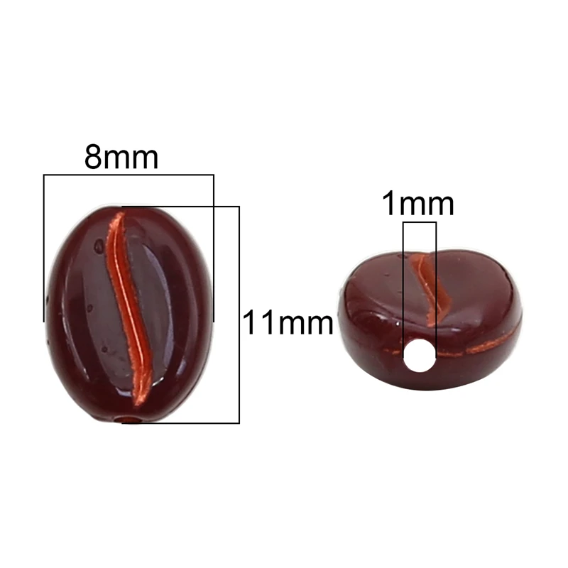 30pcs 11x8mm Hand Paint Acrylic Coffee Bean Beads for Necklace Bracelet Earring DIY Jewelry Making Loose Beads Accessories