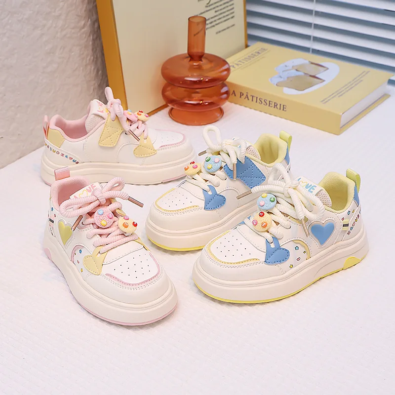 

Kids'Casual Shoes Sneakers Skate Shoes Printed PU Leather Spring Shoes For Girls Velcro Anti-slip TBlue Pink Shoes Size 26-37