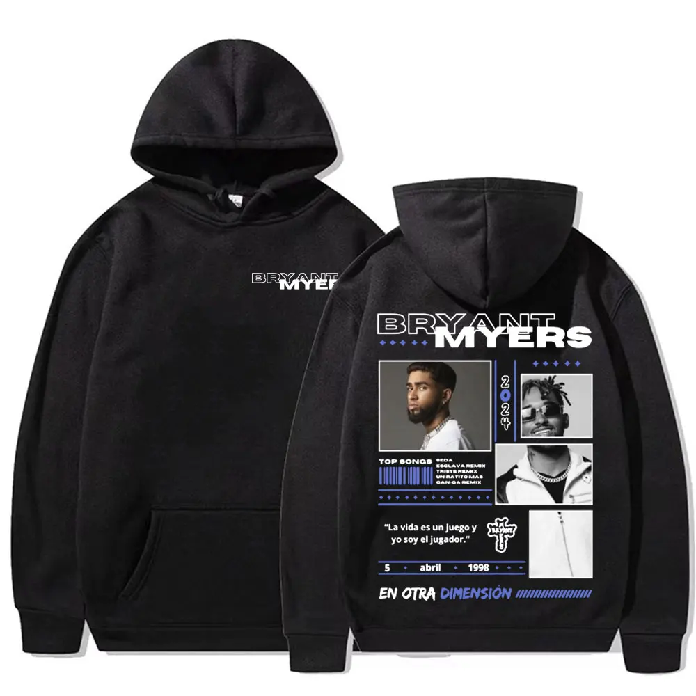 Bryant myers álbum 2025 tour hoodies roupas masculinas gótico hip hop high street moletom unisex casual velo de alta qualidade com capuz