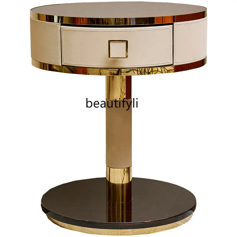 

Sofa Side Table Corner Table round Small Coffee Table High Bedside Table Golden Living Room Corner Table