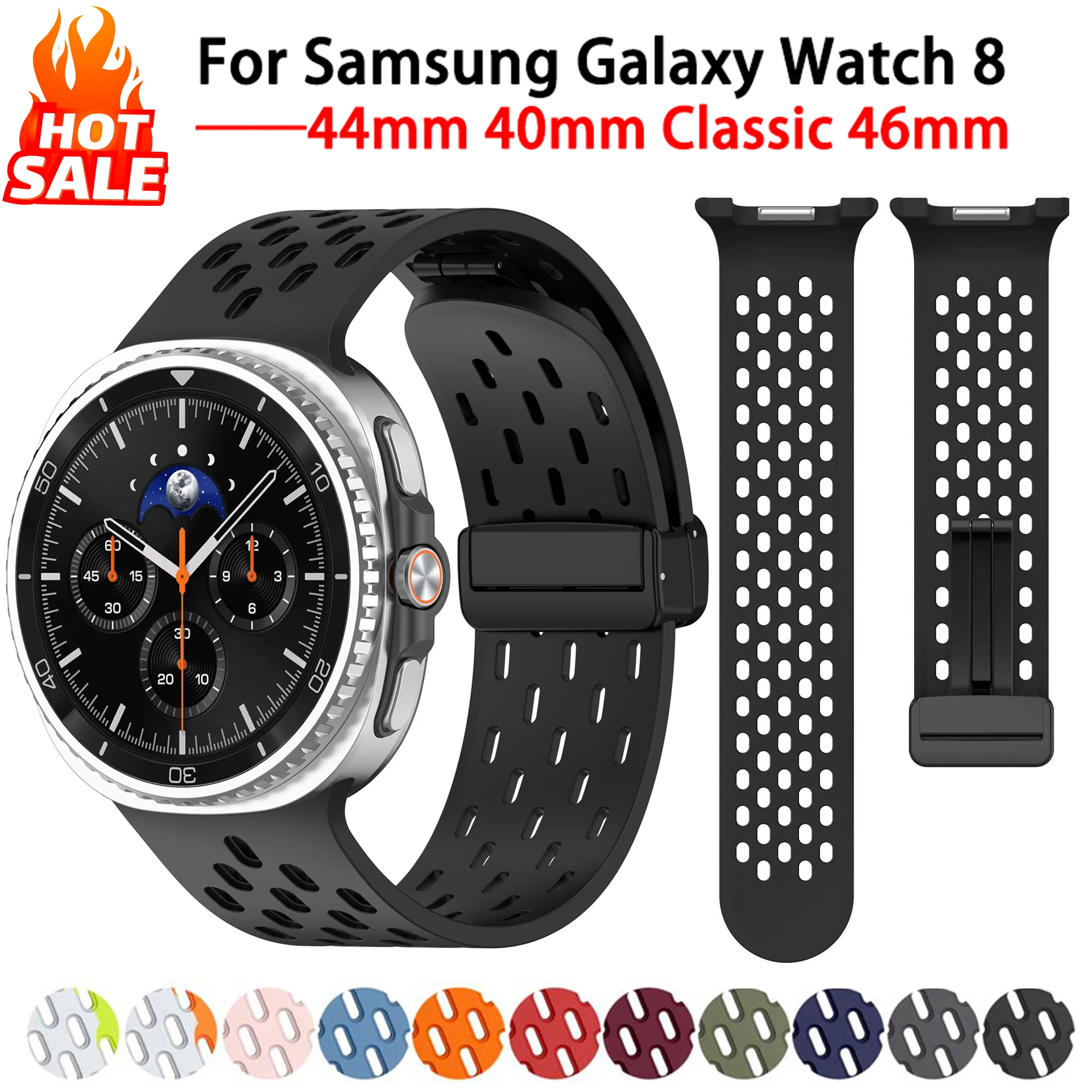 

Magnetic Band For Samsung Galaxy Watch 8 Classic 46mm Silicone Sports Breathable Correa Bracelet Galaxy Watch 8 44mm 40mm Strap