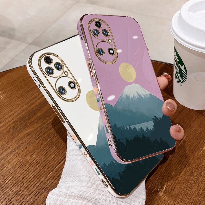 P 50 Lunar Volcano Luxury Plating Phone Case For Huawei P30Pro P50Pro P50 P40 P40Lite P40Pro P60 P70 P70Ultra Nova 11 12 Cover