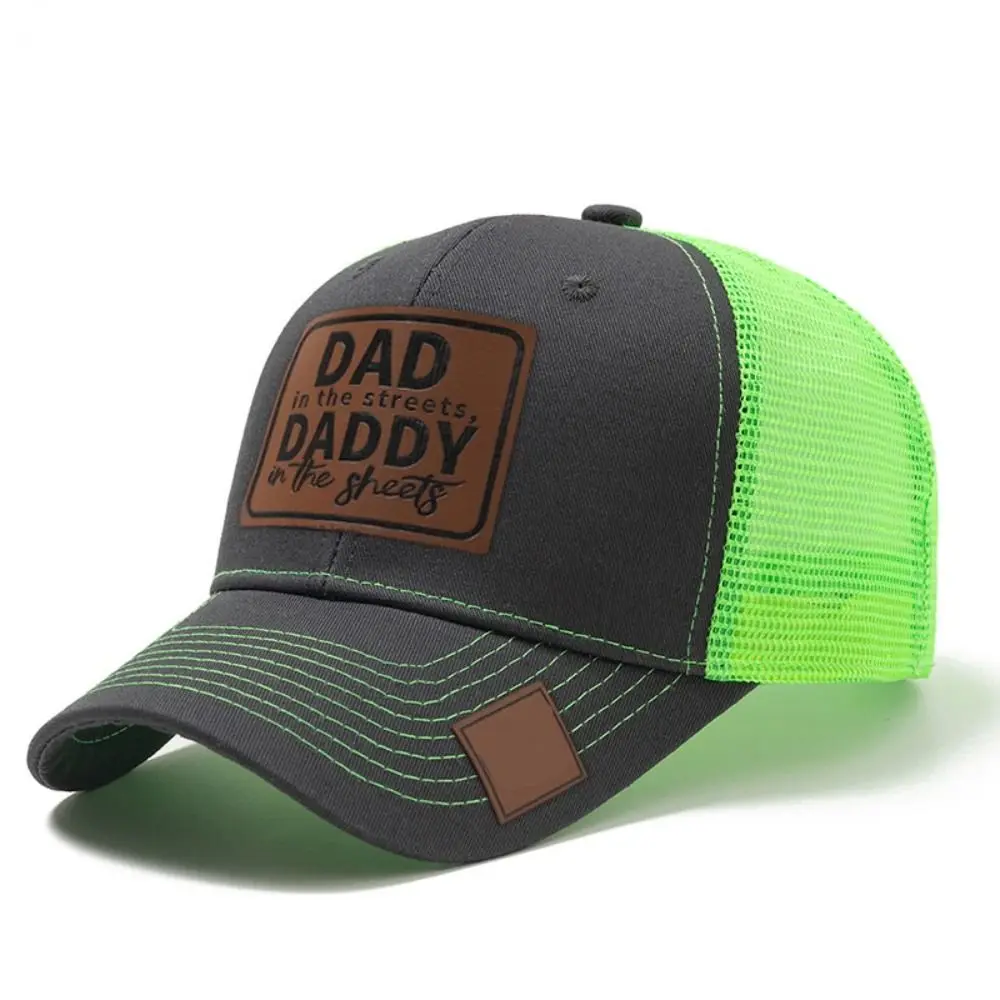 Lether Patch DAD Snapback Cap Casual Wear Adjustable DADDY Trucker Hat Sun Protection Mesh Net Baseball Cap Outdoor Sports