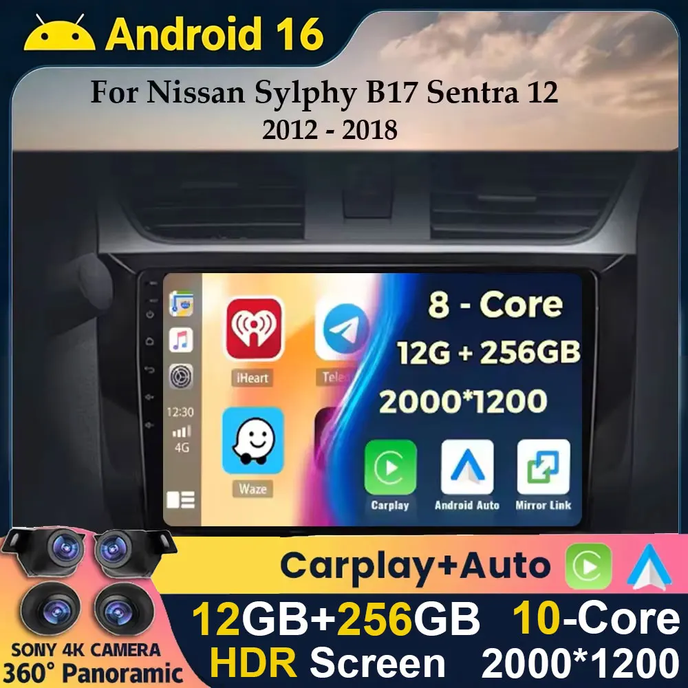 Android 16 Carplay Auto For Nissan Sylphy B17 Sentra 12 2012 2013 2014 2015 2016 2017 2018 Car Radio Stereo Multimedia Player BT