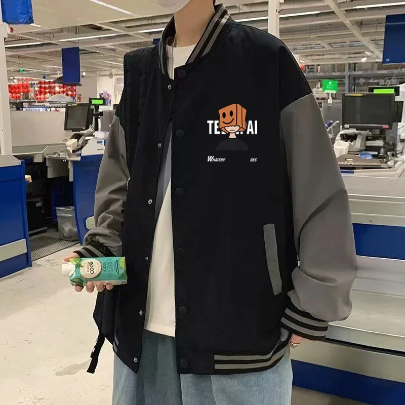 

Модная бейсбольная куртка свободного кроя с цветным принтом, новая весенне-летняя молодежная верхняя одежда из полиэстера, ветрозащитная, с длинными рукавами